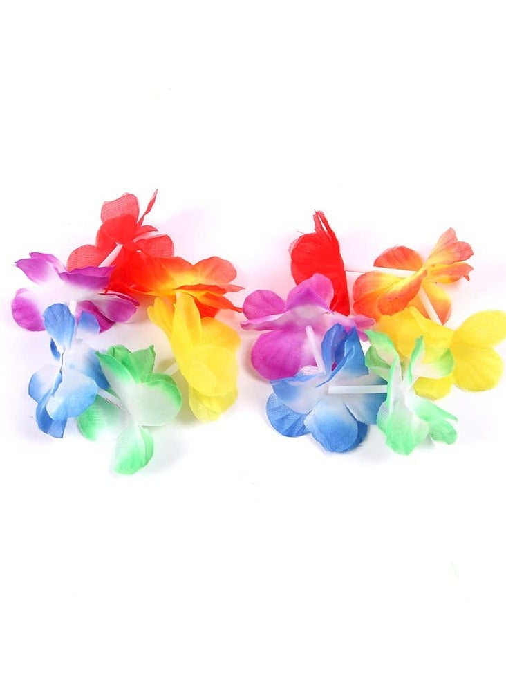 SOLARAE Tropical Floral Hawaiian Wreath Bracelets - 10 Pairs of Colorful Wristbands for Summer Beach Vacations, Pool Parties, and Festive Carnival Dance Performances. Perfect Decorative Props! - Image 1