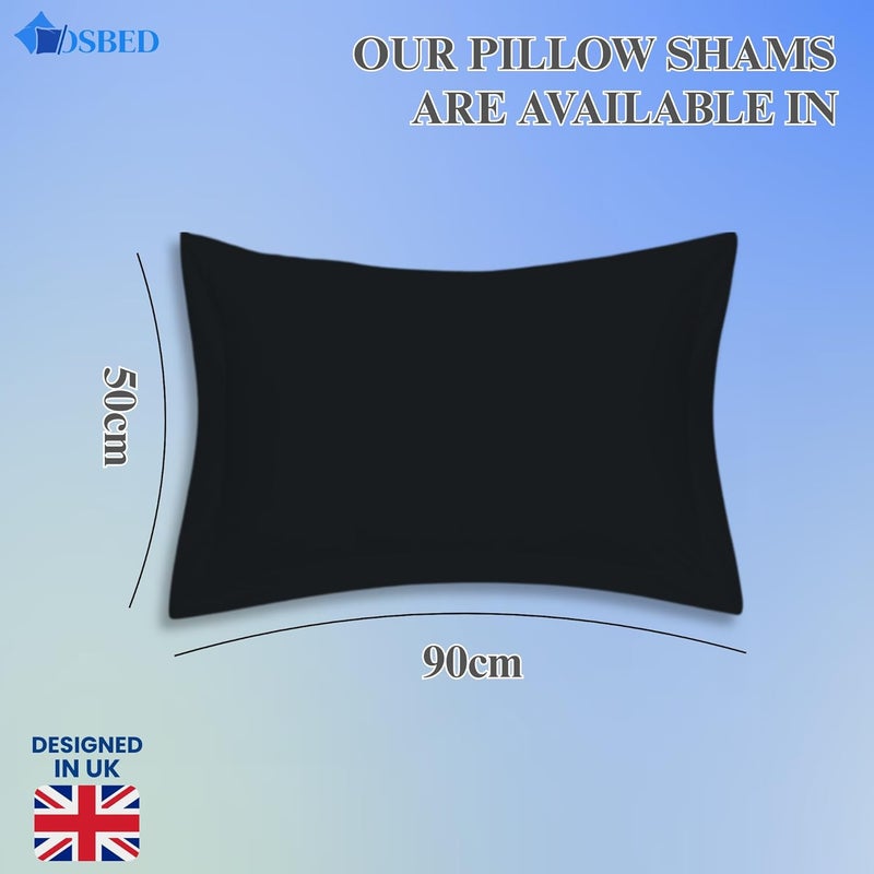 OSBED Cotton Pillow Covers Set of 2 - Breathable & Cooling Pillow Shams (Black, 50 x 90cm) - Image 2