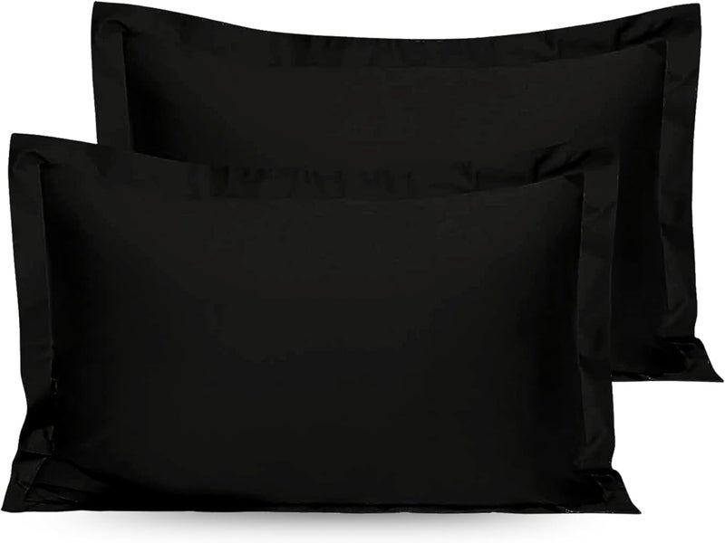 OSBED Cotton Pillow Covers Set of 2 - Breathable & Cooling Pillow Shams (Black, 50 x 90cm) - Image 1