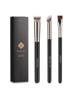 TEOYALL Concealer Brush Set Flat Top Blush Brush Angled Nose Contour Brush Ultrathin Eyeliner Eyebrow Brush For Flawless Finish (370S/Flat Top/Thin Flat)  - Image 1