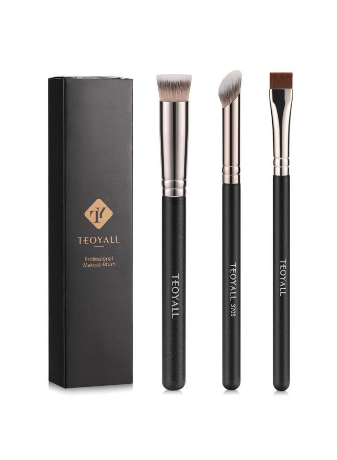 TEOYALL Concealer Brush Set Flat Top Blush Brush Angled Nose Contour Brush Ultrathin Eyeliner Eyebrow Brush For Flawless Finish (370S/Flat Top/Thin Flat) - Image 1