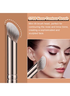 TEOYALL Concealer Brush Set Flat Top Blush Brush Angled Nose Contour Brush Ultrathin Eyeliner Eyebrow Brush For Flawless Finish (370S/Flat Top/Thin Flat)  - Image 3