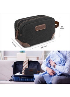 emissary Men's Toiletry Bag, Leather and Canvas Travel Toiletry Bag, Dopp Kit for Men, Travel Bathroom Bag Men's Shaving Kit, Travel Kit Small Bags for Men, Shaving Bag for Travel Accessories (Black)  - Image 5