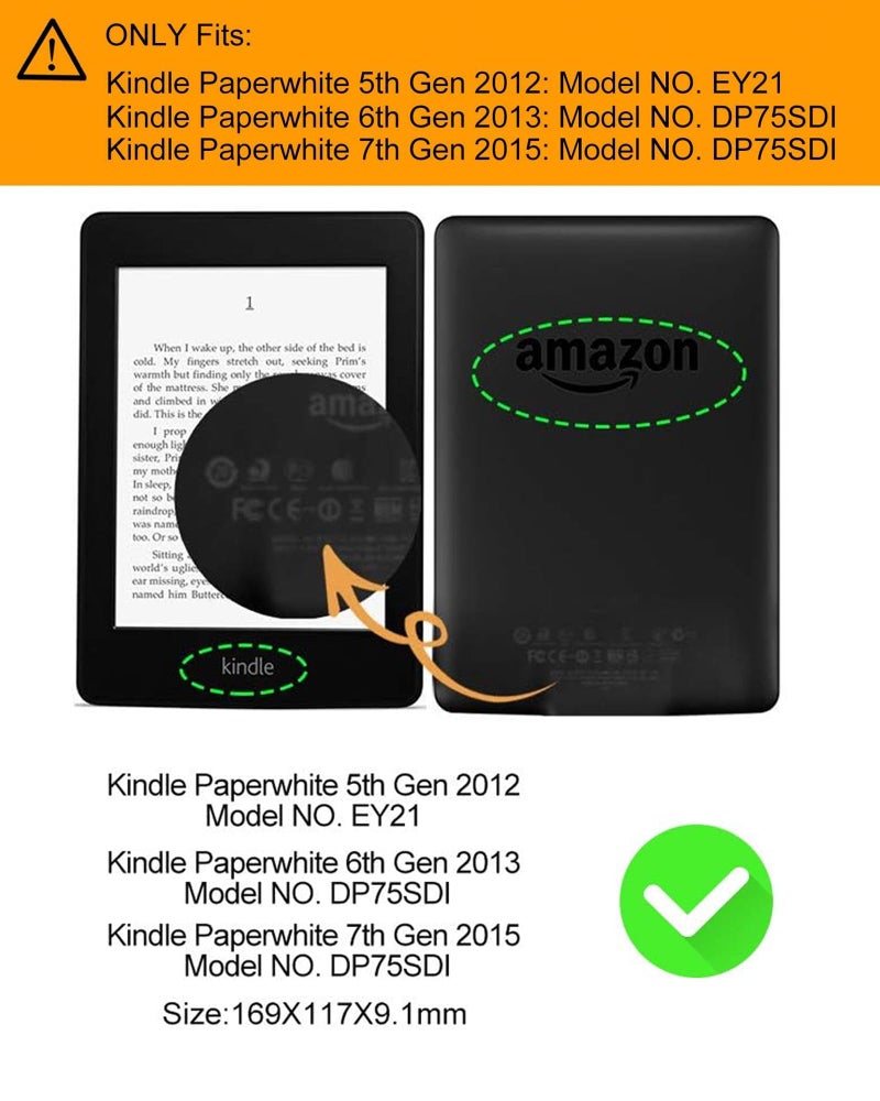 WALNEW Case for 6â€ Kindle Paperwhite 2012-2017(Model No.EY21 or DP75SDI) - PU Leather Case Smart Protective Cover Only Fits Old Generation Kindle Paperwhite Prior to 2018 - Image 2