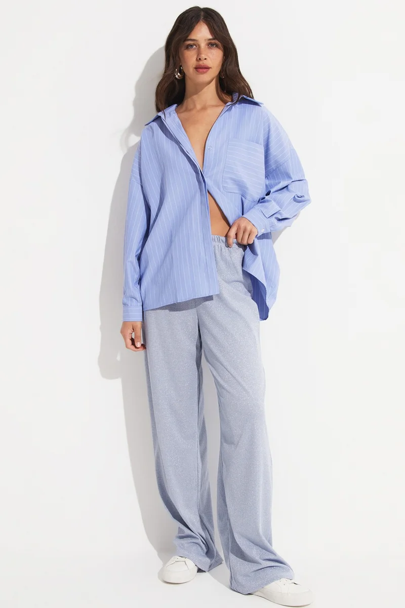 جون Women's Cotton Blend Striped Wide Pattern Woven Shirt