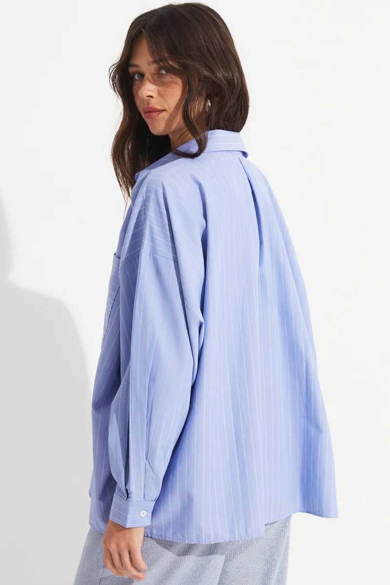 جون Women's Cotton Blend Striped Wide Pattern Woven Shirt