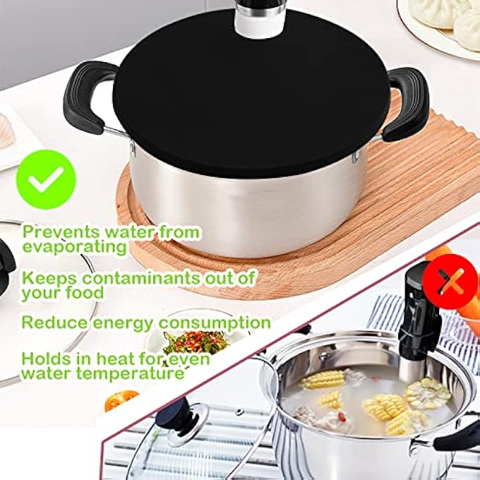 Khazna Sous Vacuum And Vide Lid Cooking Sous Vacuum And Vide Cooker Fits Up To 105 Pot Prevent Water Evaporation And Retain Flavor For Stock Black - Image 4