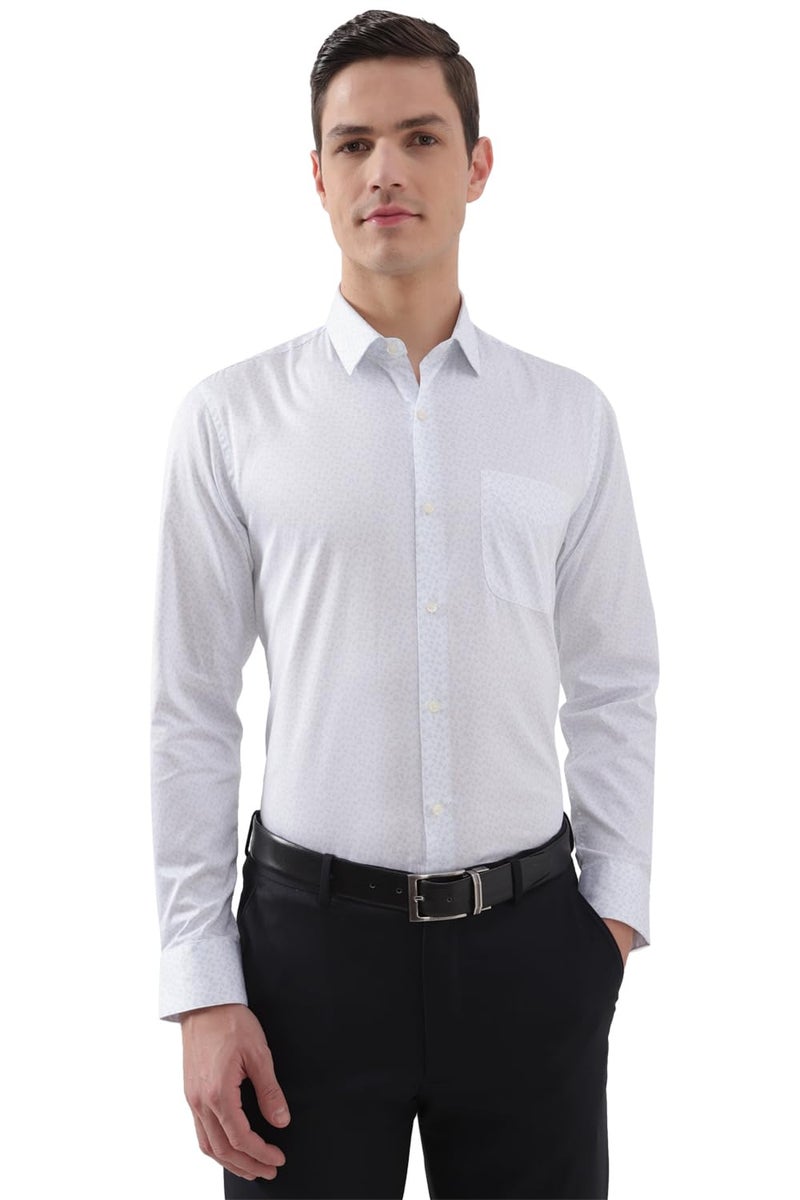 Peter England Men Cotton Slim Fit Shirt (PESFOSLPD27217_White, 39 - Image 1