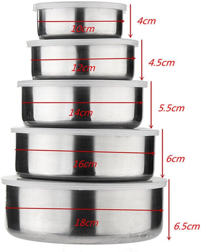cheekyglo Mixing Bowls with Airtight Lids, 5PCS Stainless Steel Mixing Bowls Set, Deep Nesting Mixing Bowls for Kitchen Storage, Large Mixing Bowl for Cooking Food, Baking, Breading, Salad or Meal Prep (Silver) - Image 2