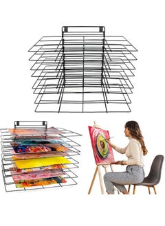 ODOXIA Art Drying Rack Hanging for Classroom | Small Hangable Paint Drying Rack | 8 Removable Shelves | Canvas Rack Art Storage | Painting Drying Rack with Screws | Stack Rack for Painting, Drawings