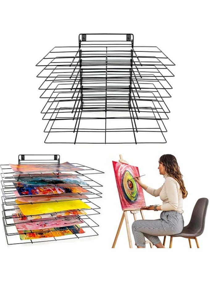 ODOXIA - ODOXIA Art Drying Rack Hanging for Classroom | Small Hangable Paint Drying Rack | 8 Removable Shelves | Canvas Rack Art Storage | Painting Drying Rack with Screws | Stack Rack for Painting, Drawings - Image 1