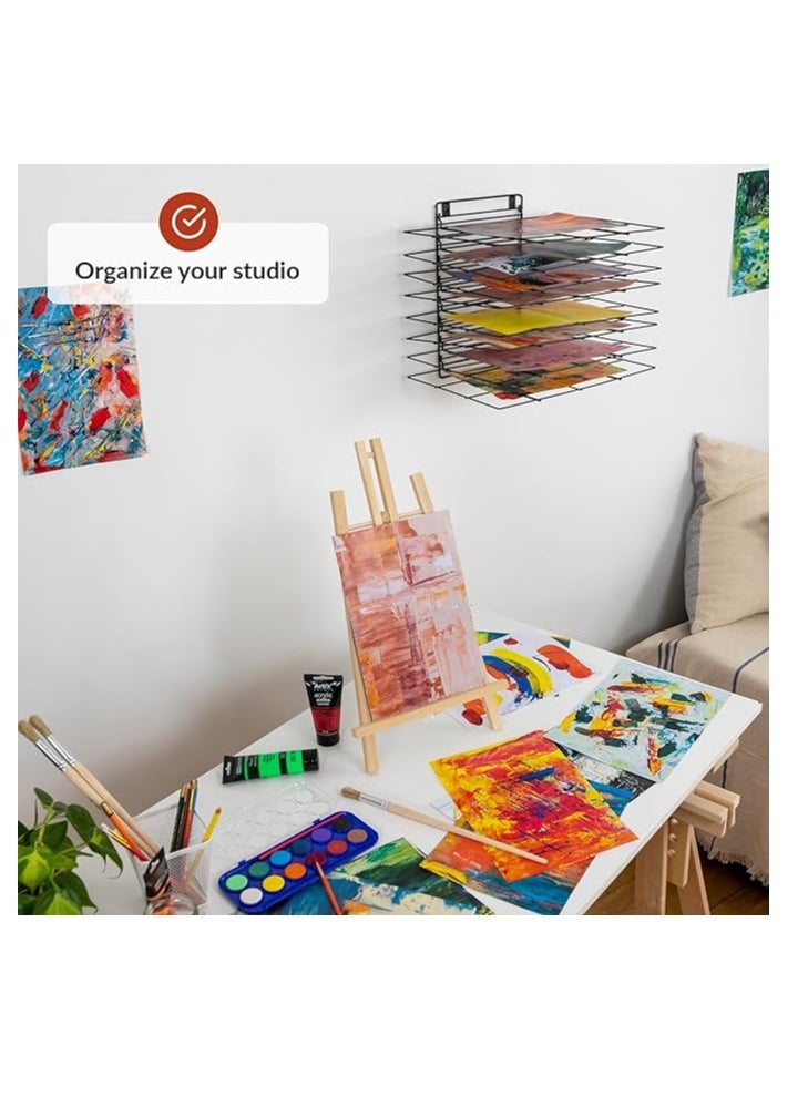 ODOXIA - ODOXIA Art Drying Rack Hanging for Classroom | Small Hangable Paint Drying Rack | 8 Removable Shelves | Canvas Rack Art Storage | Painting Drying Rack with Screws | Stack Rack for Painting, Drawings - Image 1