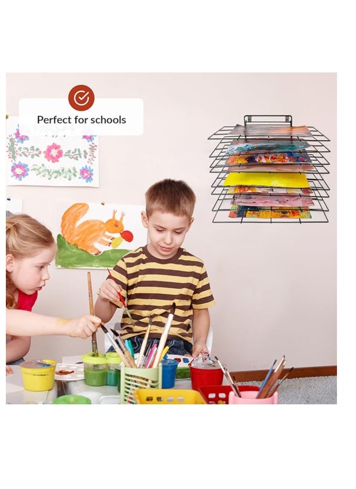 ODOXIA - ODOXIA Art Drying Rack Hanging for Classroom | Small Hangable Paint Drying Rack | 8 Removable Shelves | Canvas Rack Art Storage | Painting Drying Rack with Screws | Stack Rack for Painting, Drawings - Image 1