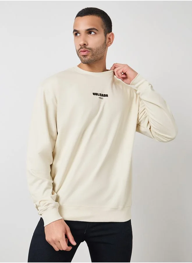 Styli Relaxed Fit Puff Print Fleece Sweatshirt