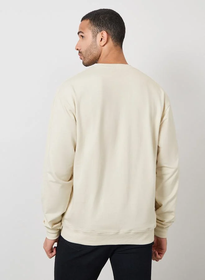 Styli Relaxed Fit Puff Print Fleece Sweatshirt