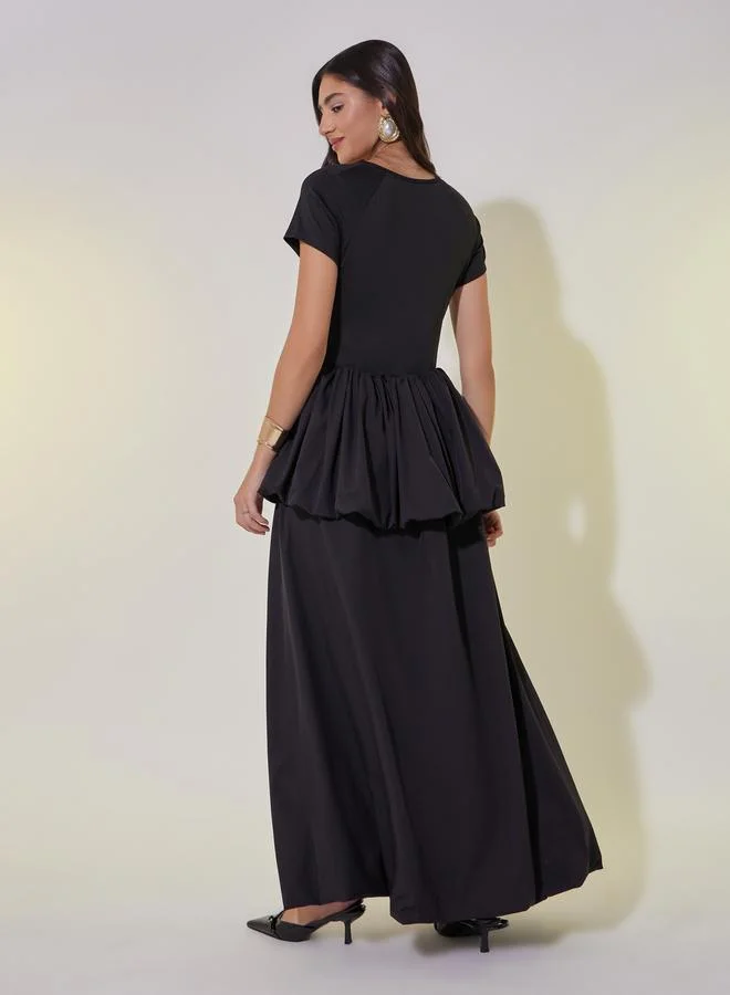 Take Two Peplum Waist Maxi Dress