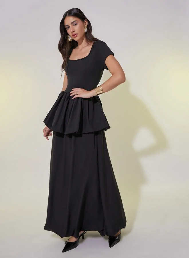 Take Two Peplum Waist Maxi Dress
