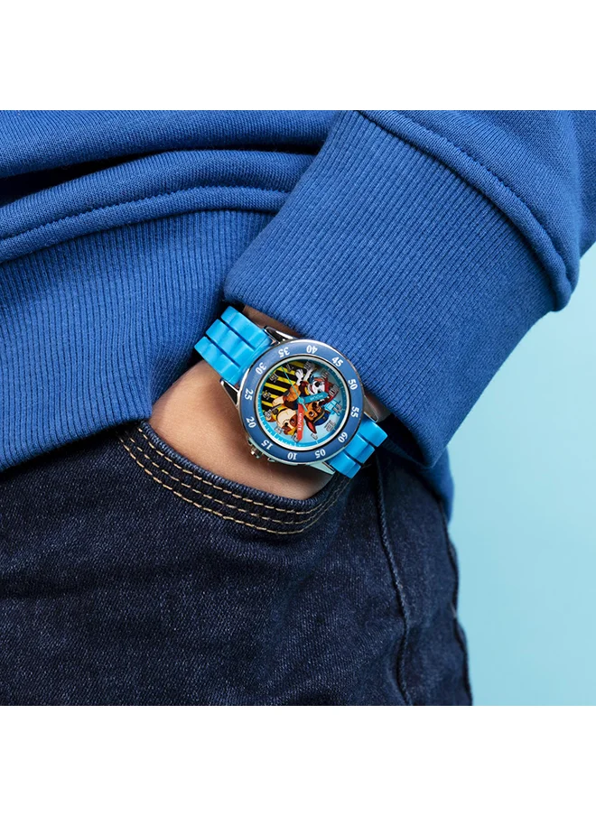 ديزني Boys Analog Round Shape Silicon Wrist Watch - PAW9030 - 33 Millimeter