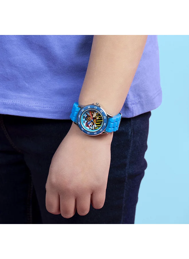 ديزني Boys Analog Round Shape Silicon Wrist Watch - PAW9030 - 33 Millimeter