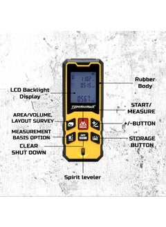 Tomahawk TOMAHAWK TLMO40 Laser Distance Meter Measurer 131Ft40M with Area Volume and Pythagoras Measurement Water and Dust Resistant Laser Measuring Device with Backlit LCD Battery Included  - Image 3
