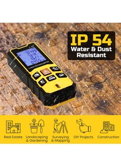 Tomahawk TOMAHAWK TLMO40 Laser Distance Meter Measurer 131Ft40M with Area Volume and Pythagoras Measurement Water and Dust Resistant Laser Measuring Device with Backlit LCD Battery Included  - Image 5