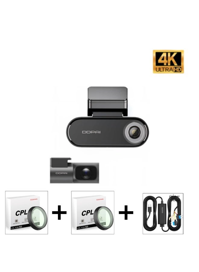 DDPAI N5 Dual 4K Ultra HD Dash Cam Front and Rear Dual Car Camera with GPS - Includes Dual CPL Filters (2 Pieces) and Smart Hardwire Kit for 24H Parking Mode - Image 1