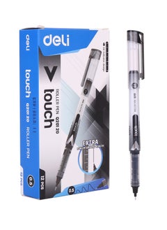 Deli 12-Piece Liquid Ink Rollerball Pen 0.5mm Tip Black Ink  - Image 1