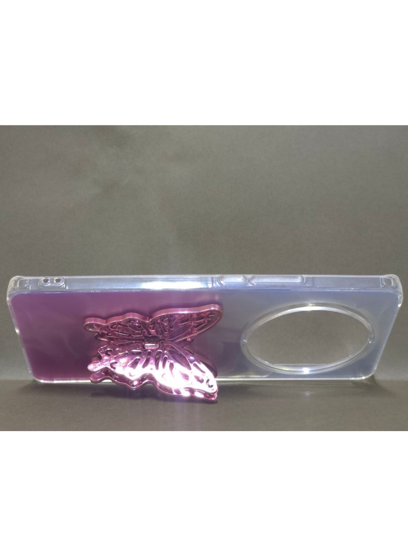 جراب كريستالي شفاف ملون، متوافق مع هاتف شاومي ريدمي 14C، مقاوم للصدمات والخدش، بتصميم فراشة وحامل مدمج. خيار رائع للفتيات والنساء. - Image 5