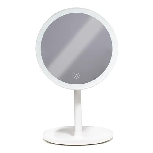 stylPro Melody Rechargeable Bluetooth Portable Travel Makeup Mirror with Tray Vanity Cosmetic Desk Mirror with Dimmable Touch 3 LED Color Lighting Modes for Women 1 Piece