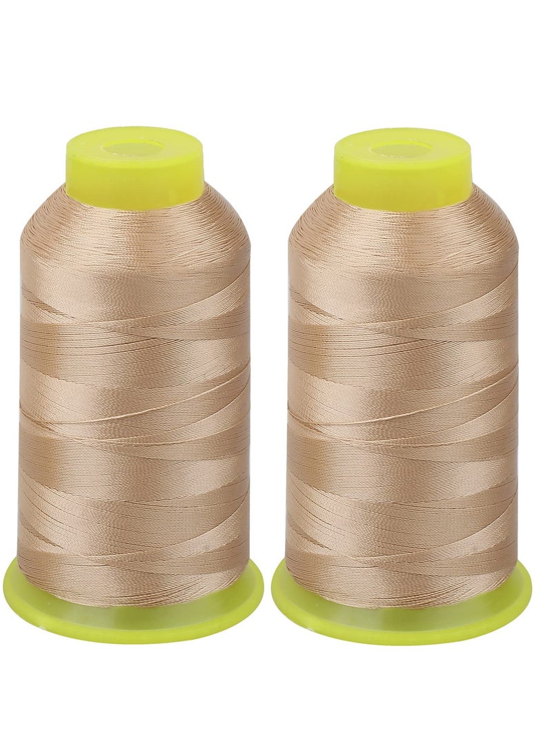 KASTWAVE 2 Roll Polyester Thread, Heavy Duty Thread, 98Yard/Reel 300D/3 Nylon Thread for Sewing, Sewing Thread for Upholstery, Outdoor Market, Drapery, Leather, Beading, Crafts (Khaki) - Image 1