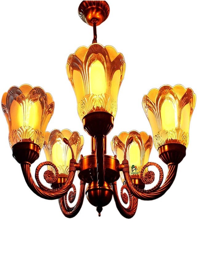 Weldecor 5 Lamps Designer Portuguese Style Ceiling Hanging Chandelier for Dining Room, Bedroom, Living Room Decor, Restaurant, Office (Bulbs Not Included) - Image 1
