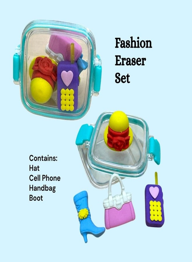 Mega Tree Cute Theme Mini Erasers Set for Kids | Dessert, Food, Fashion, Celebration Makeup Theme | 4-5 Pieces with Storage Box | Fun & Collectible Stationery Gift for Girls & Boys (Makeup) - Image 3