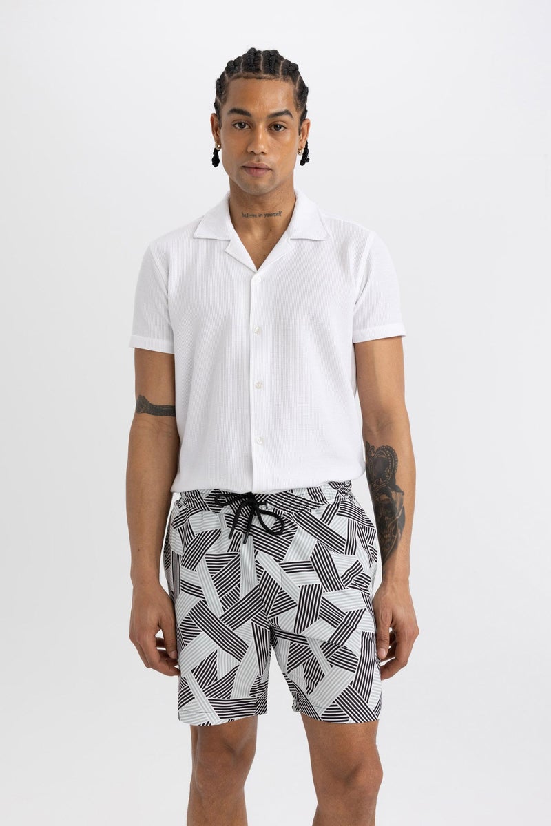DeFacto Man DeFactoFit Regular Fit Printed Flexible Textured Swim Shorts - Image 5