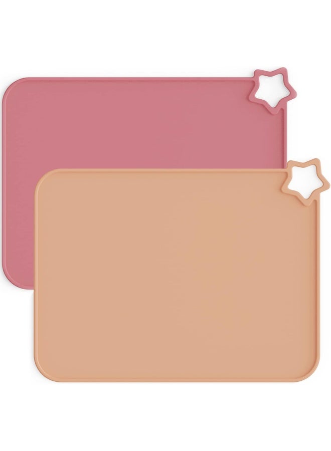 Moonkie Moonkie Silicone Placemats for Baby & Kid, Stain-Proof Non-Slip Toddler Food Mats Eating Table Mat with 2 Packs(Ether/Sage) - Image 1
