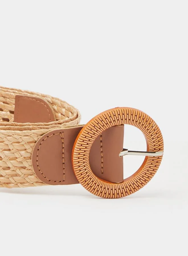 Styli  Khaki Crochet Belt With Round Buckle for Women | Best Price UAE