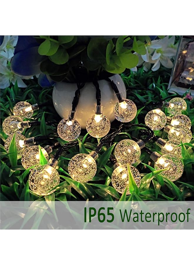 erorex Solar String Lights Outdoor 30 Led Crystal Ball Fairy Waterproof Powered For Garden Home Party Gazebo Lawn Patio Warm White - Image 2