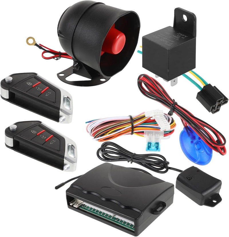 Vaguelly Car Keyless Entry Kit with Central Locking and Remote Starter, Universal Automotive Alarm System for Minivans and Sedans, Anti-Theft Security with Remote Engine Start and Keyless - Image 1