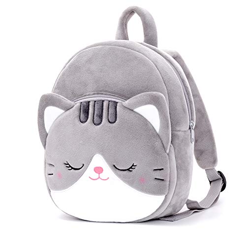 Lazada Cat Toddler Backpack Plush Backpack Toddler Girls Backpack Cat Animal Kids Backpacks for Girls Kitty Plush Backpack for Baby Girls Gray 11inch - Image 1