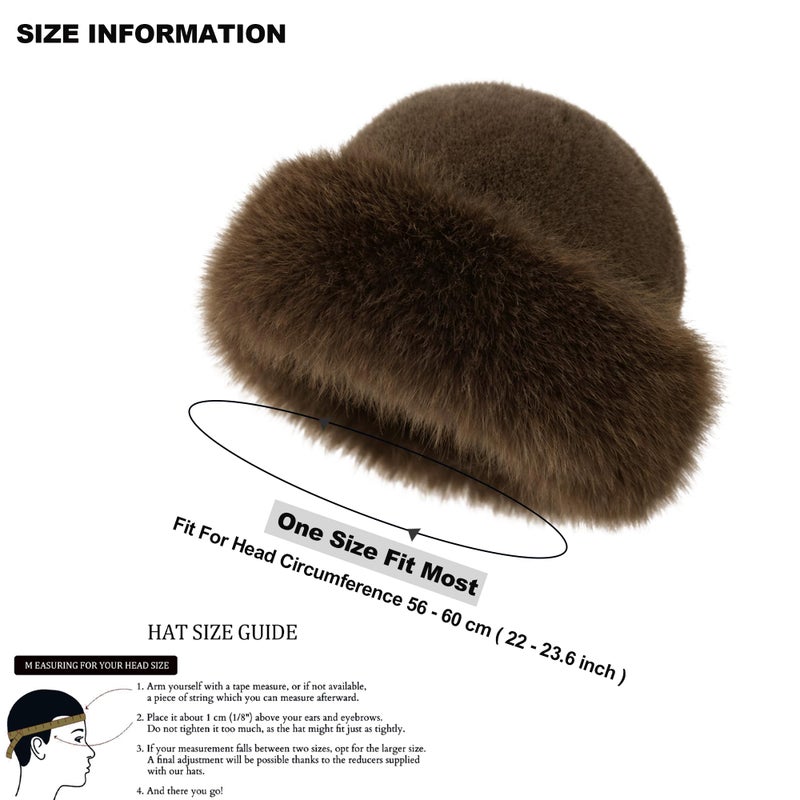 Wheebo 3 Pieces Womenâ€™s Faux Fur Bucket Hat Winter Warm Plush Furry Hat â€“ Soft Fluffy Cold Weather Hat for Outdoor Travel (Multicoloured) - Image 2