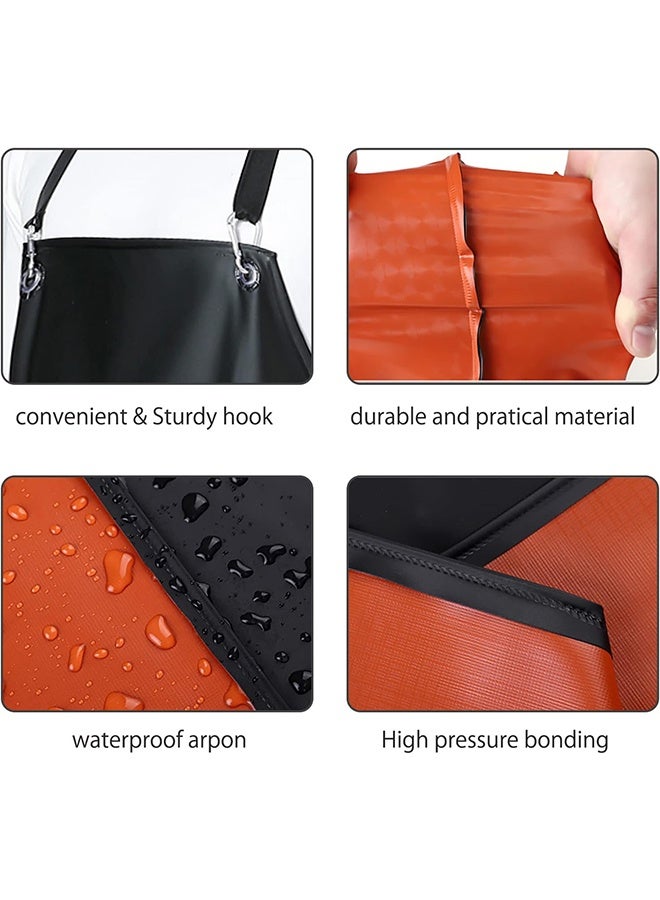Waterproof Rubber Vinyl Apron, 43'' for Dishwashing/Kitchen Cooking, Chemical Resistant -Blackred - Image 4