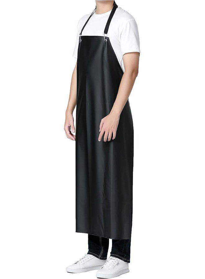 Waterproof Rubber Vinyl Apron, 43'' for Dishwashing/Kitchen Cooking, Chemical Resistant -Blackred - Image 3