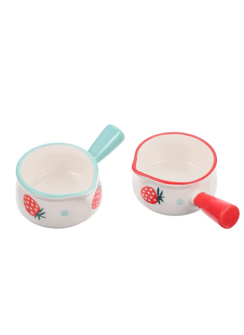 Generic Milk Pot Saucepan Soup Pan Small Ceramic Enamelware Casserole Porridge Saucepans Multi- function Coffee Pots Cooking 2 Pack (Assorted Color)  - Image 1