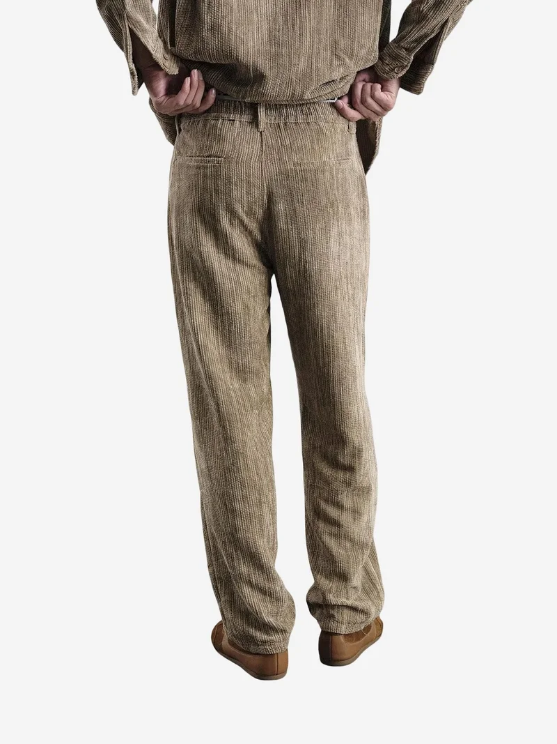 Giesto Beaver Brown GIESTO Textured Pleated Pants for Men | Best Price UAE