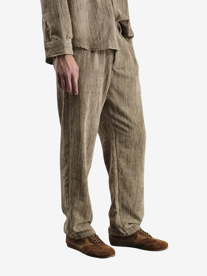 Giesto Beaver Brown GIESTO Textured Pleated Pants for Men | Best Price UAE
