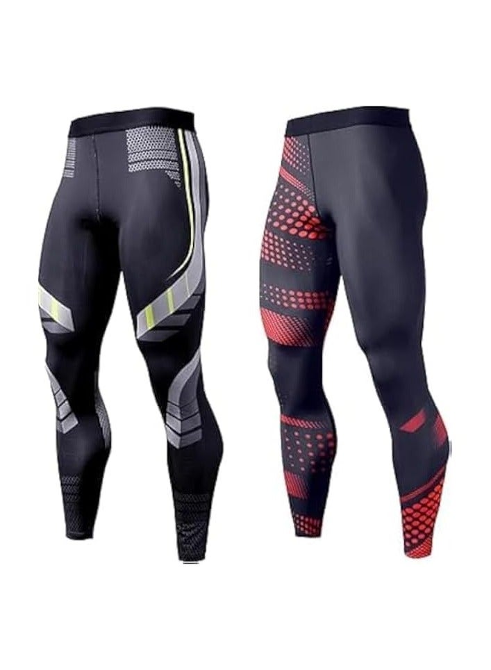 بروماس سروال ضاغط للرجال، لباس ضيق للجري يحجب الأشعة فوق البنفسجية، قطعتين من السراويل الضيقة لليوجا في صالة الألعاب الرياضية للتمارين الرياضية (L)