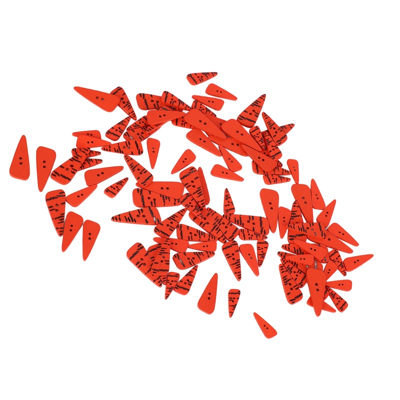 Wooden Carrot Buttons: 100 Pcs 4 Sizes 2-Hole Orange Cute Buttons - Safe Polished Wood Craft Buttons for DIY Sewing Christmas Handmade Projects - Image 3
