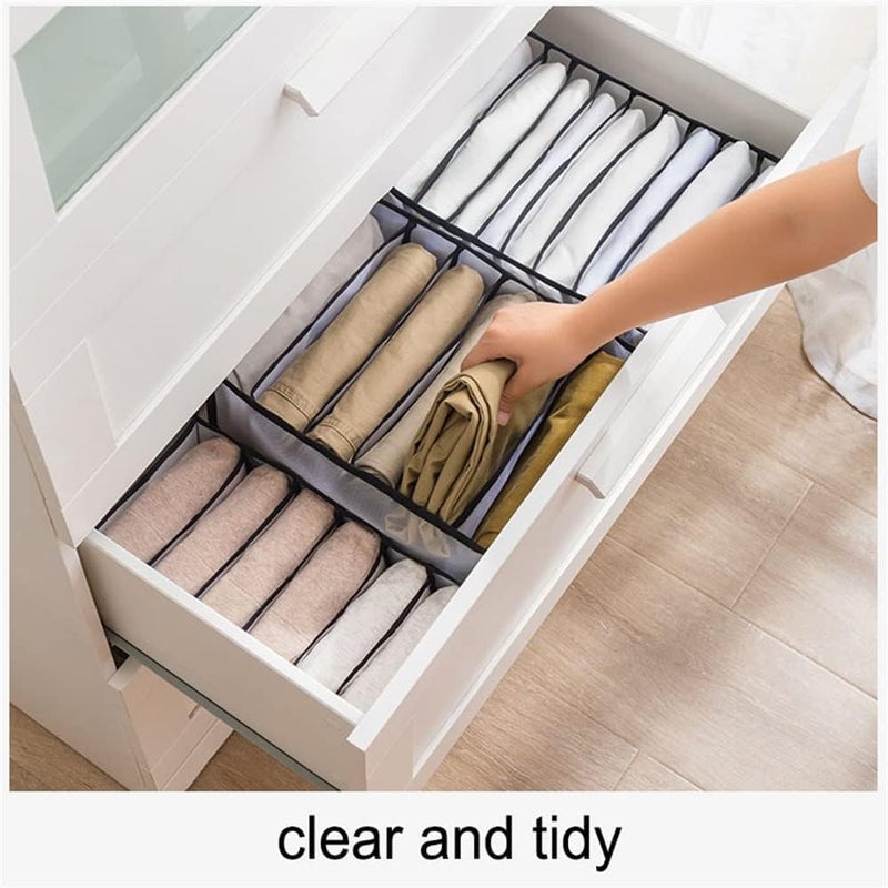 MOHAK Polyvinyl Chloride Wardrobe Clothes Organizers 7 Grids Jeans Compartment Wardrobe Clothes Organizer Cloth Storage Organizer Cloth Storage Box - Image 4
