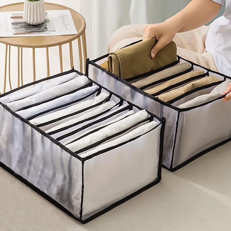 MOHAK Polyvinyl Chloride Wardrobe Clothes Organizers 7 Grids Jeans Compartment Wardrobe Clothes Organizer Cloth Storage Organizer Cloth Storage Box - Image 3