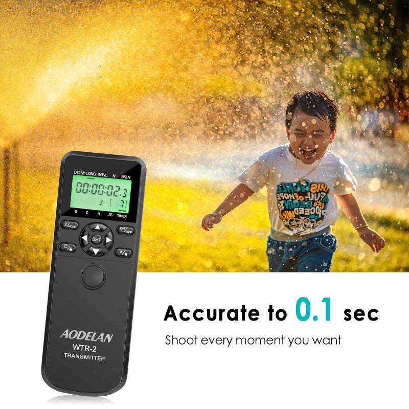 AODELAN WTR2 Wireless Shutter Release Timer Remote Control for Nikon Z6, Z7, Coolpix P1000, D850, D810, D700, D4, D5, D4s, D3100, D5000, D7200, D600, D610, D750, D3200, D3300; Replace MC-DC2, MC-36 - Image 3