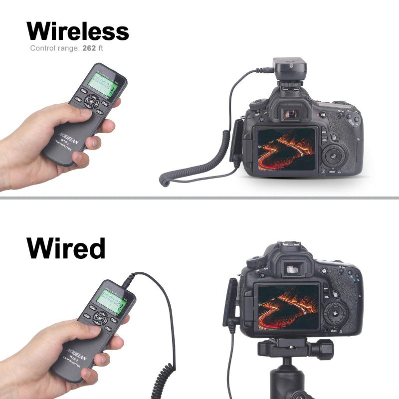 AODELAN WTR2 Wireless Shutter Release Timer Remote Control for Nikon Z6, Z7, Coolpix P1000, D850, D810, D700, D4, D5, D4s, D3100, D5000, D7200, D600, D610, D750, D3200, D3300; Replace MC-DC2, MC-36 - Image 2